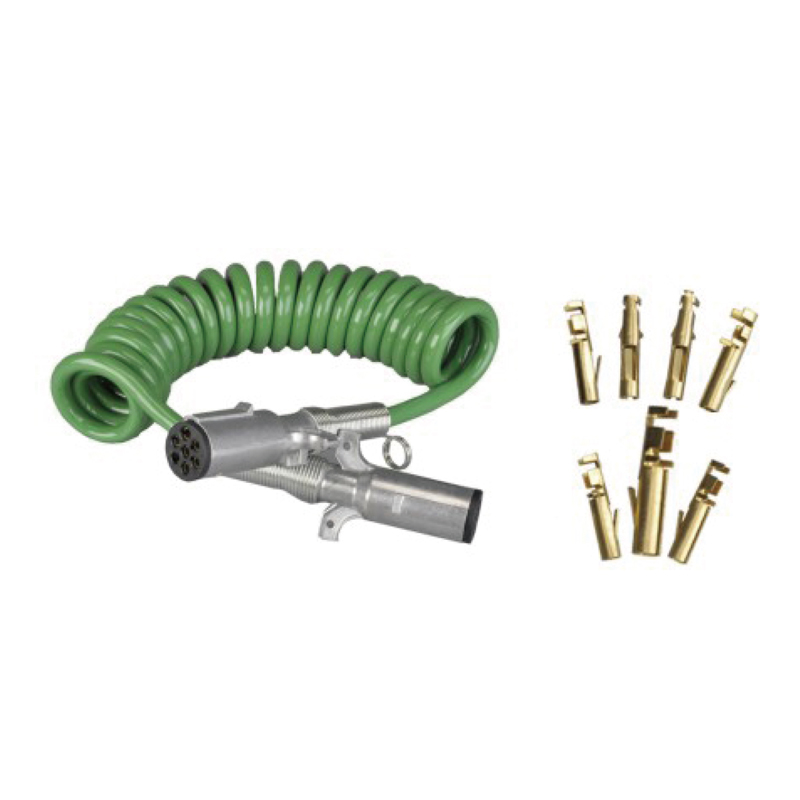 Green Spiral Coil with two metal plugs 24V, pin crimp type; cable length 1 m 2m 3m.......JH091-B 